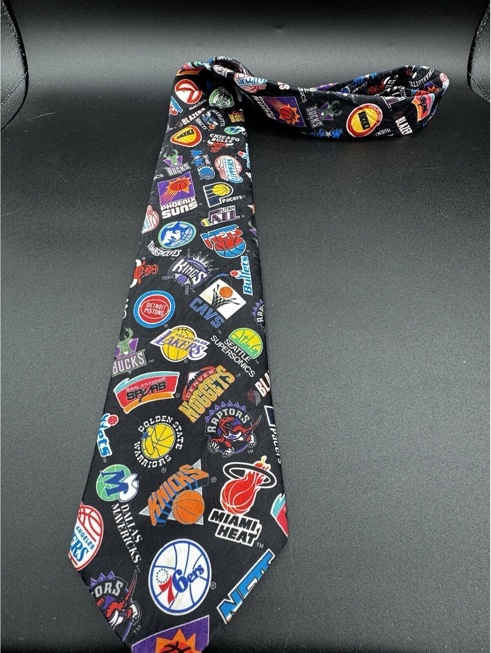 Vintage 1994 NBA Team Logos Tie Surrey USA Wally Wear Basketball Necktie